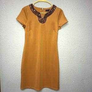 Mustard Yellow Bronze sequin Spenser Jeremy Dress